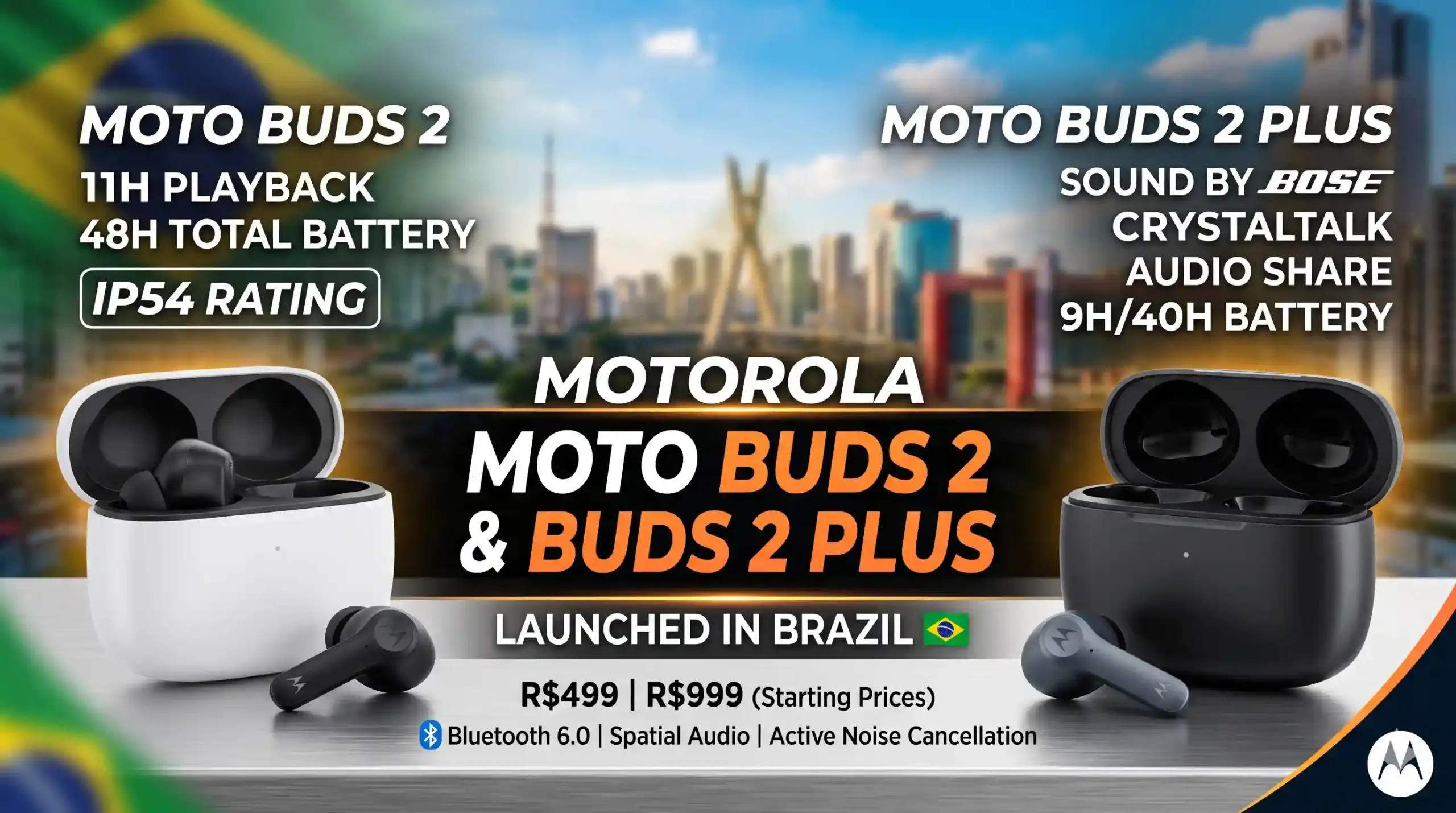 Motorola Moto Buds 2 & Buds 2 Plus Launched in Brazil Price, Specs, and Features